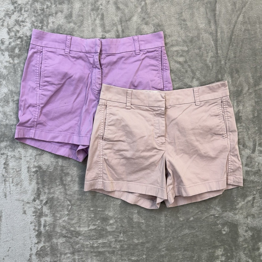 LOT TWO J. CREW 5" WOMEN'S CHINO SHORTS LAVENDER & PINK SIZE 6